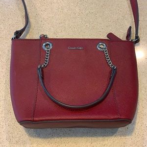 Calvin Klein burgundy leather crossbody bag